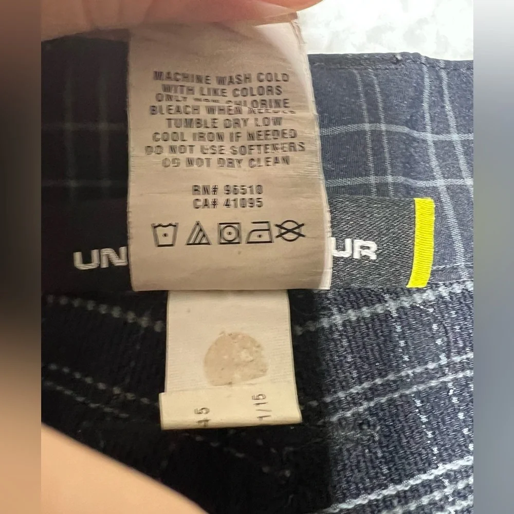 Under Armour Golf Shorts Mens 38 Black Check Chino Flat Front Performance Preppy